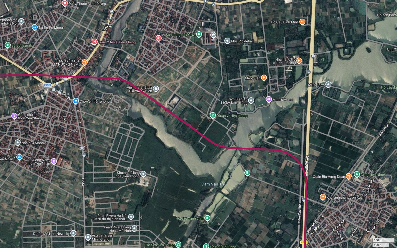 Tuyến metro số 18 bẻ vuông góc xuống nam để nhập dải cao tốc CT.07 mang nhãn Vành Đai 3 và Tây Cao Tốc tại Kim Chung